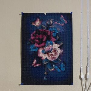 Diamond Painting- Floral Art with Pink and Blue Accents